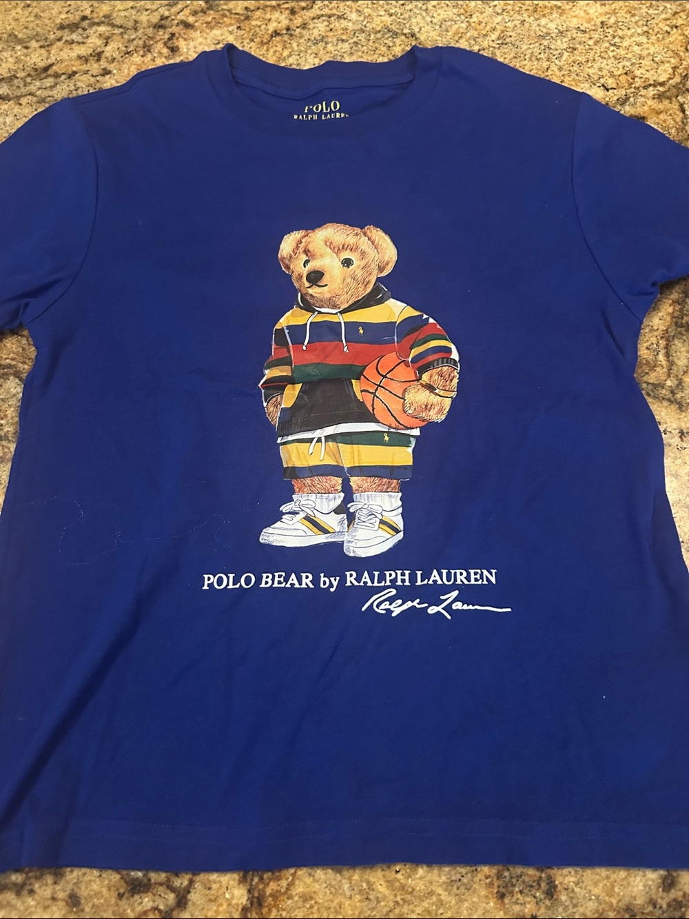 Ralph Lauren Polo Bear Blue Graphic Tee for Kids